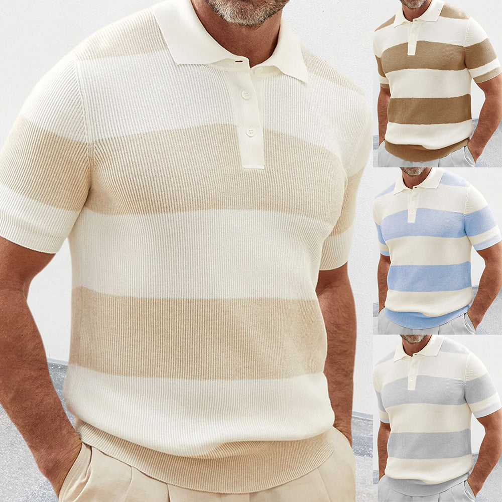 Knit Lapel Short-Sleeve Shirt