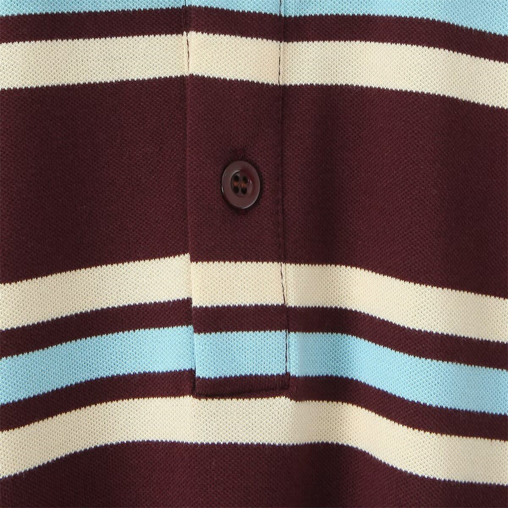 Retro Striped Cotton Polo