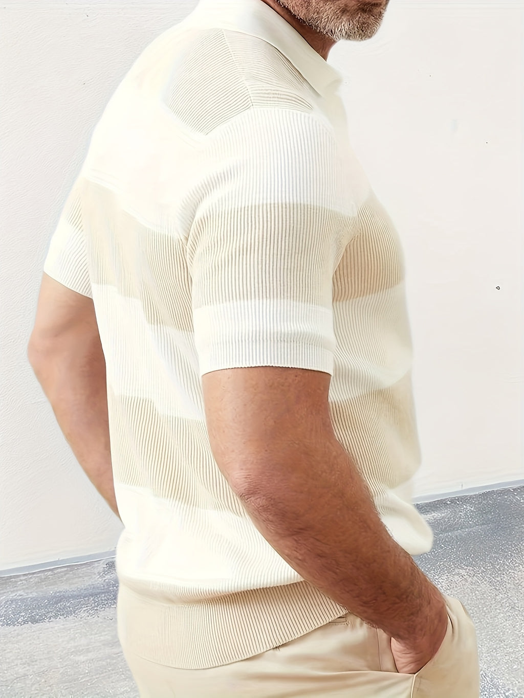 Knit Lapel Short-Sleeve Shirt
