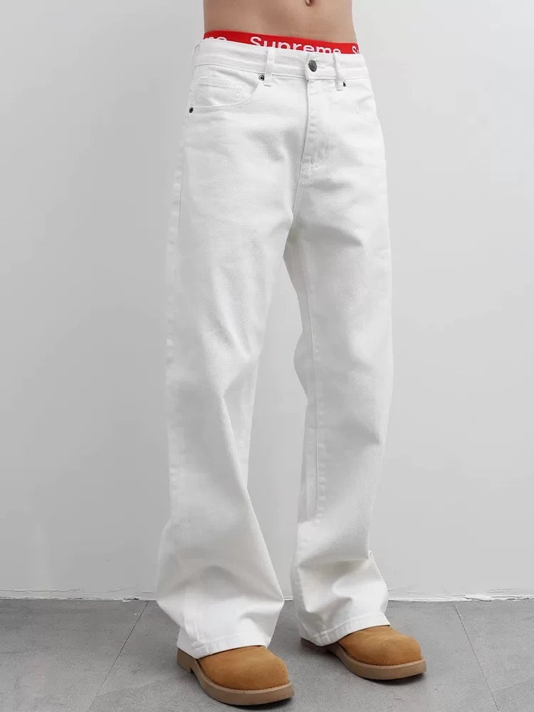 White Wide-Leg Jeans