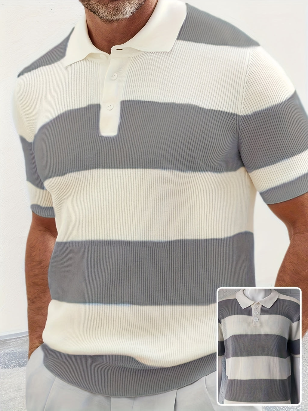 Knit Lapel Short-Sleeve Shirt