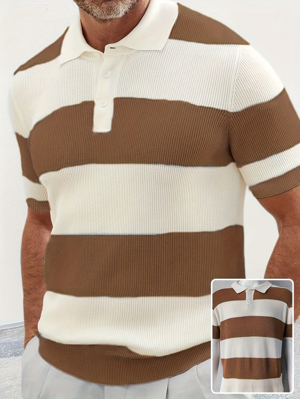 Knit Lapel Short-Sleeve Shirt