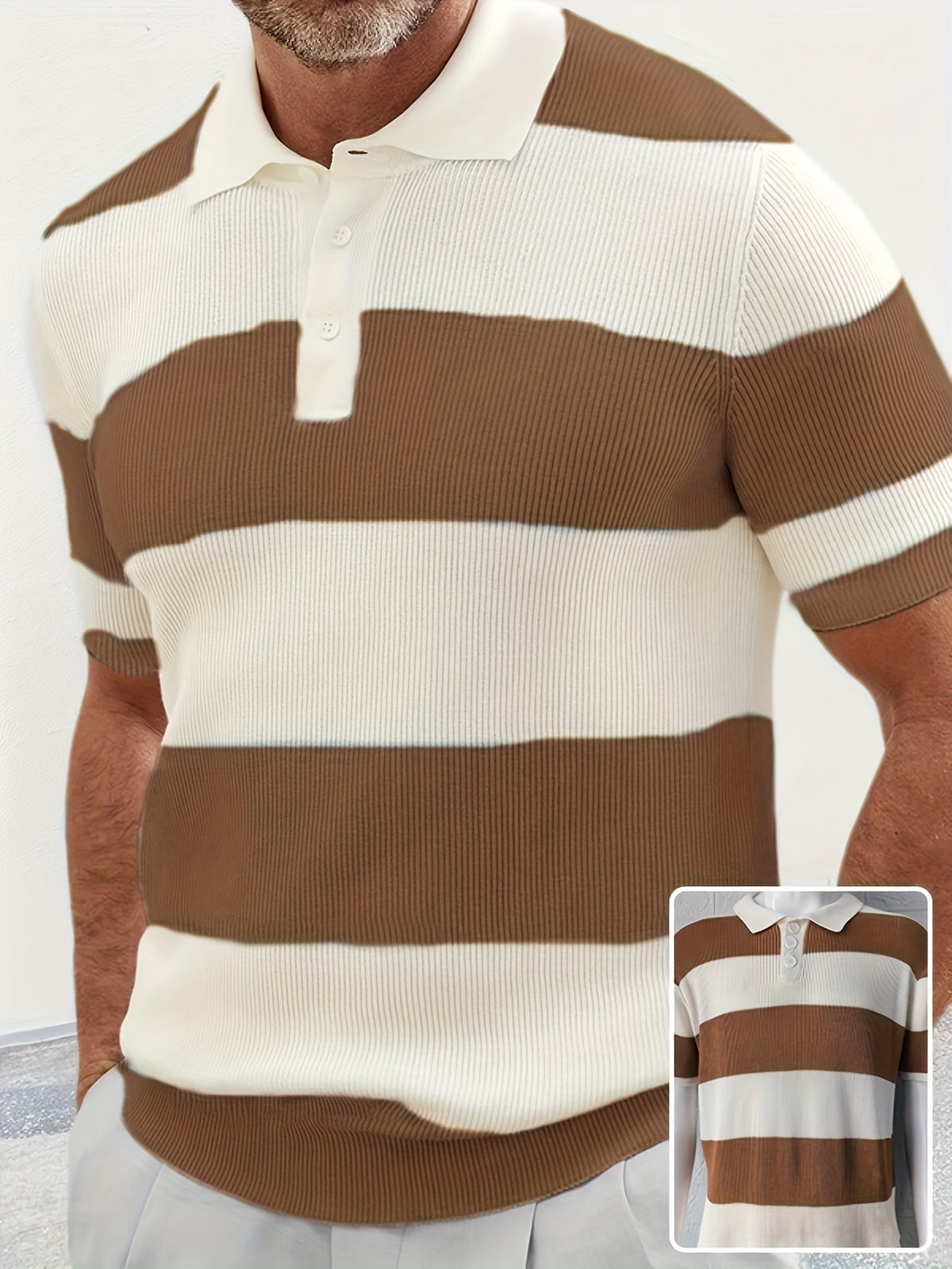 Knit Lapel Short-Sleeve Shirt