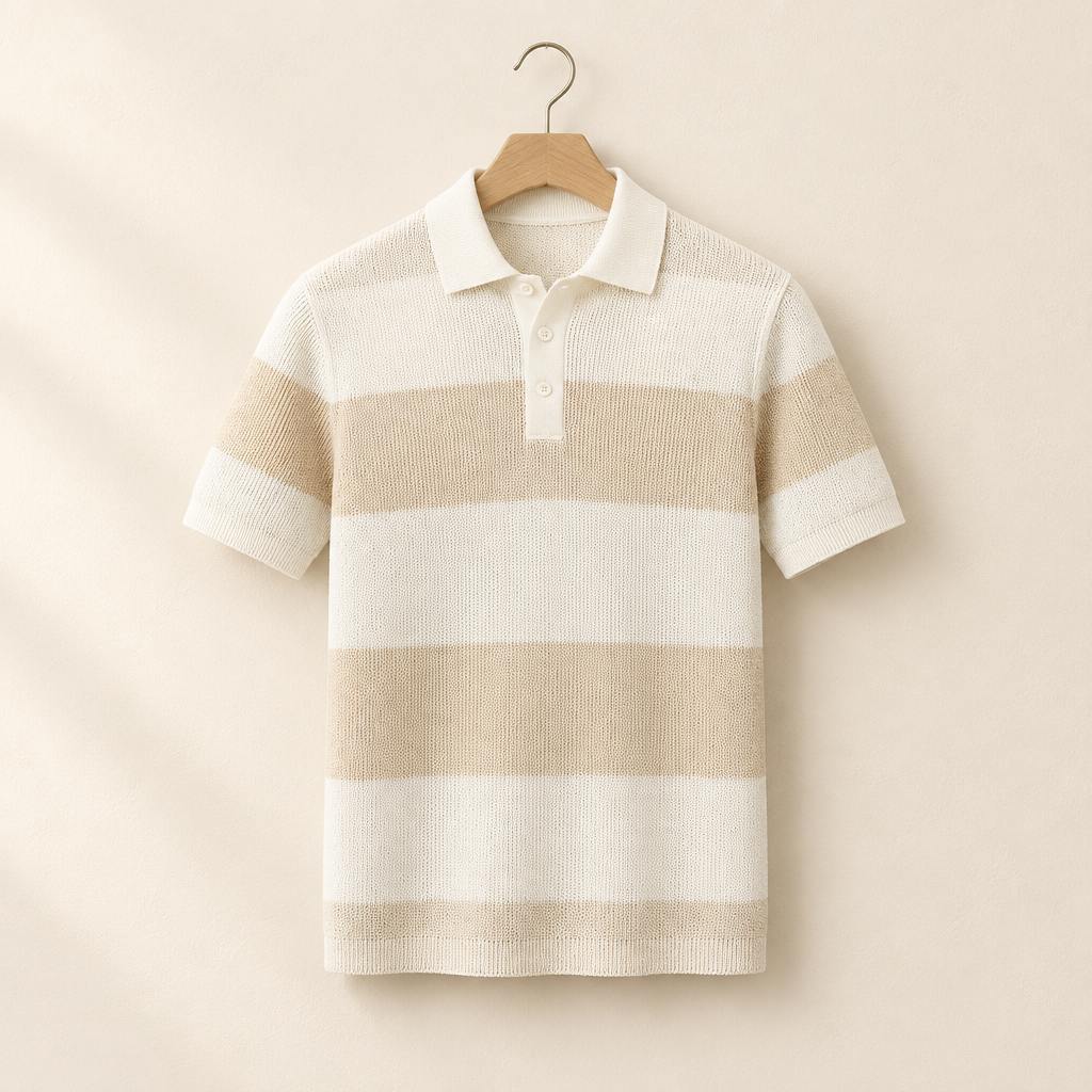 Knit Lapel Short-Sleeve Shirt
