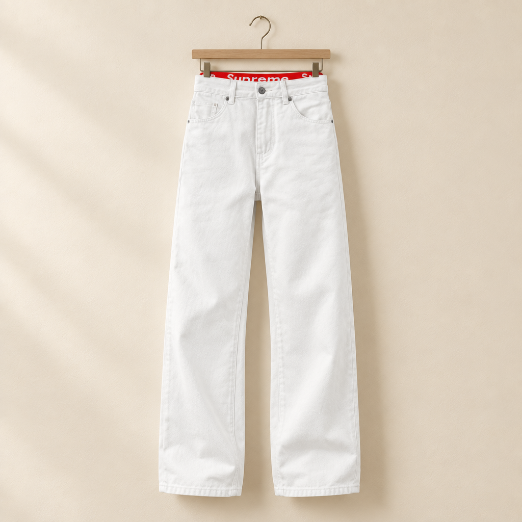 White Wide-Leg Jeans