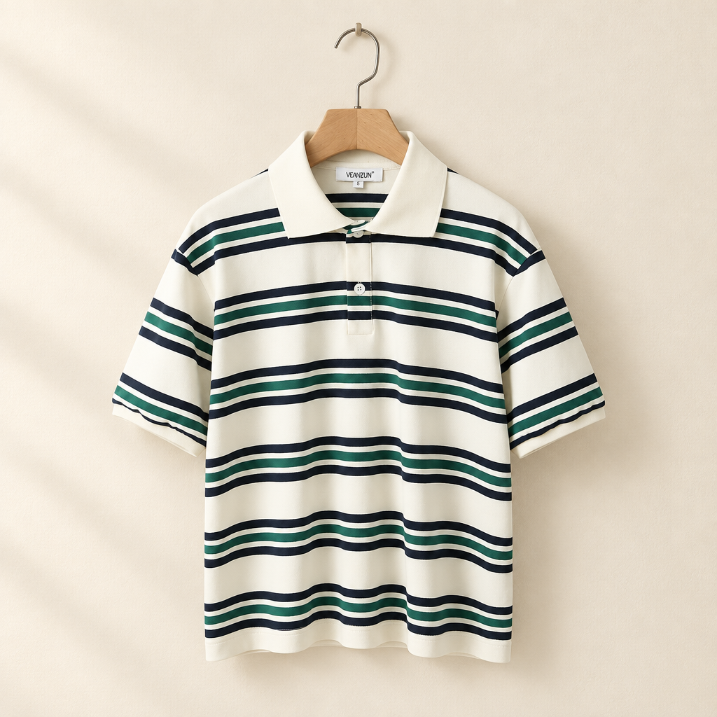 Retro Striped Cotton Polo