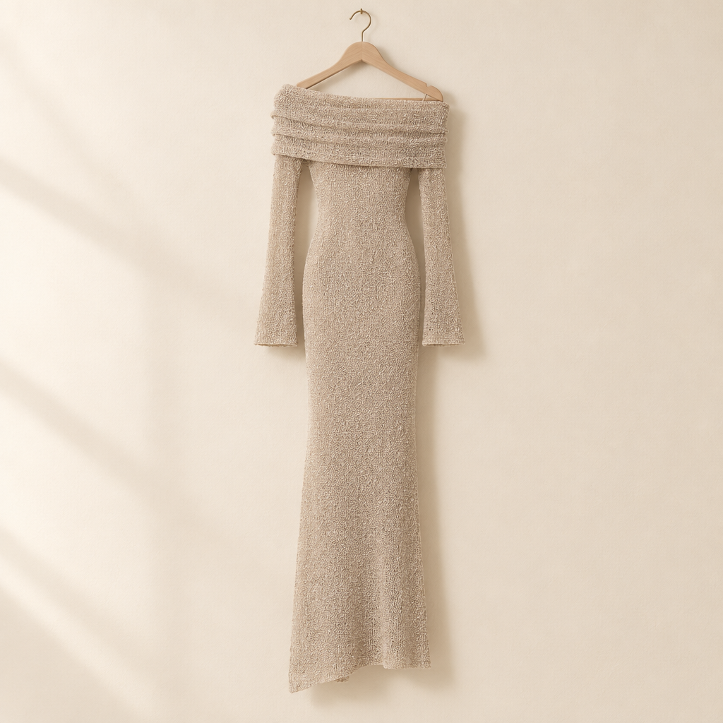 One-Shoulder Knit Maxi Dress