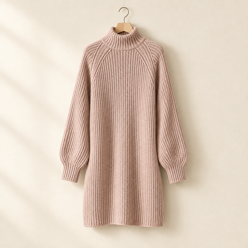 Turtleneck Knit Sweater Dress