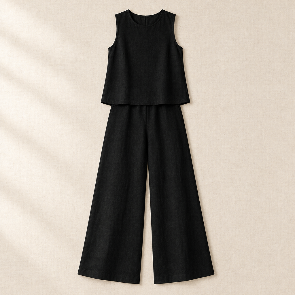 Wide-Leg Pants Two-Piece Set