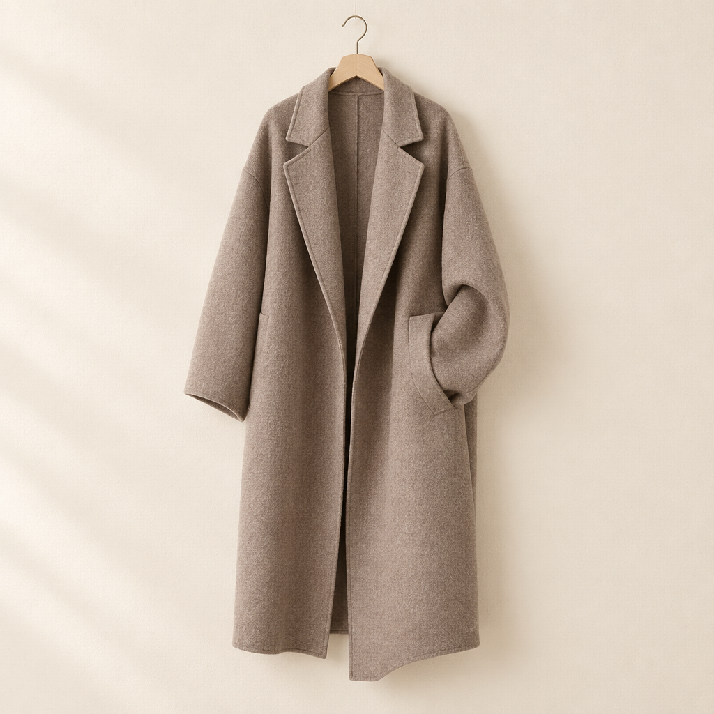 Single-Breasted Wool-Blend Long Coat