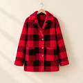 Color-Block Plaid Lapel Coat