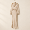 Satin Halter-Neck Evening Gown
