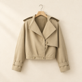 Khaki Double-Breasted Collar Coat