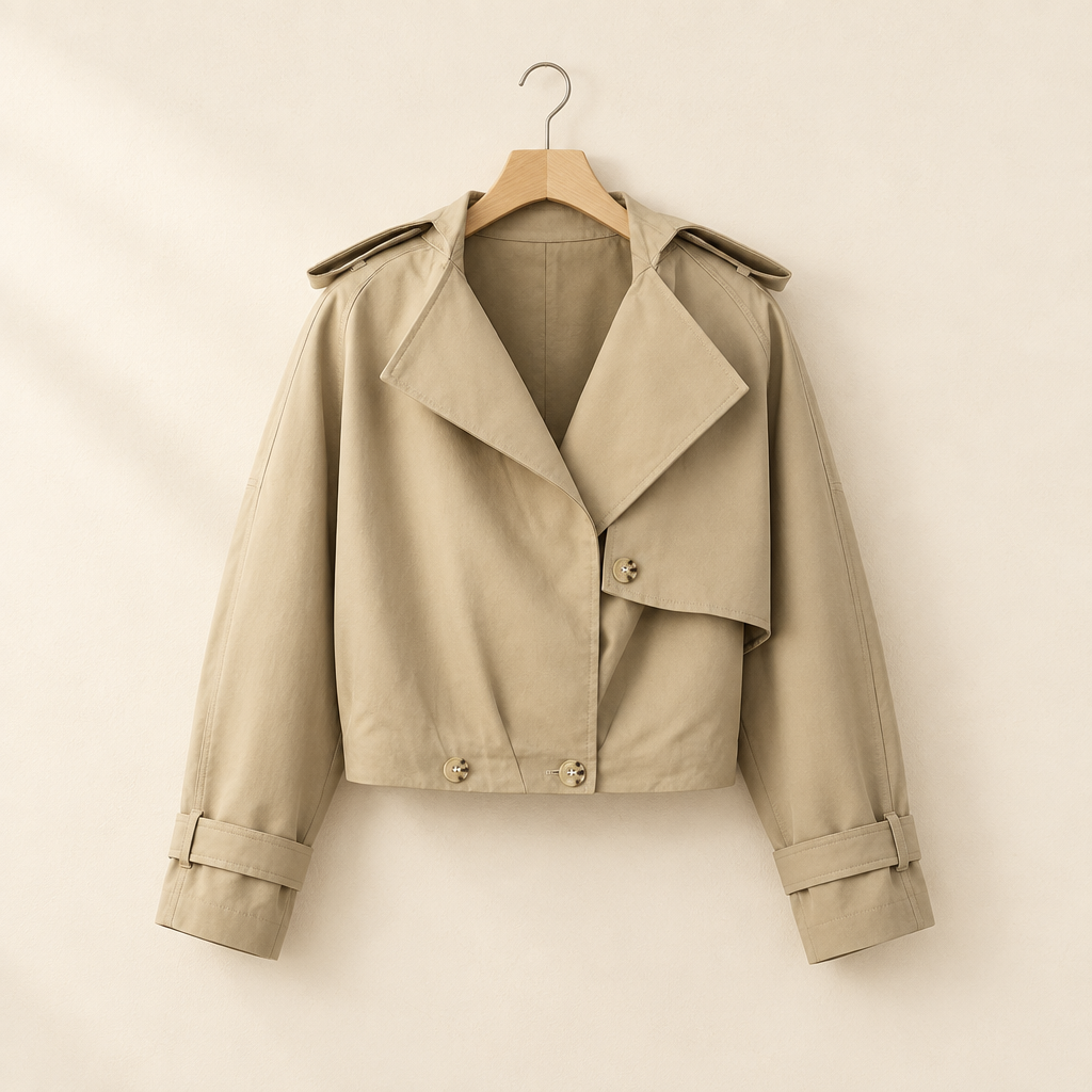 Khaki Double-Breasted Collar Coat