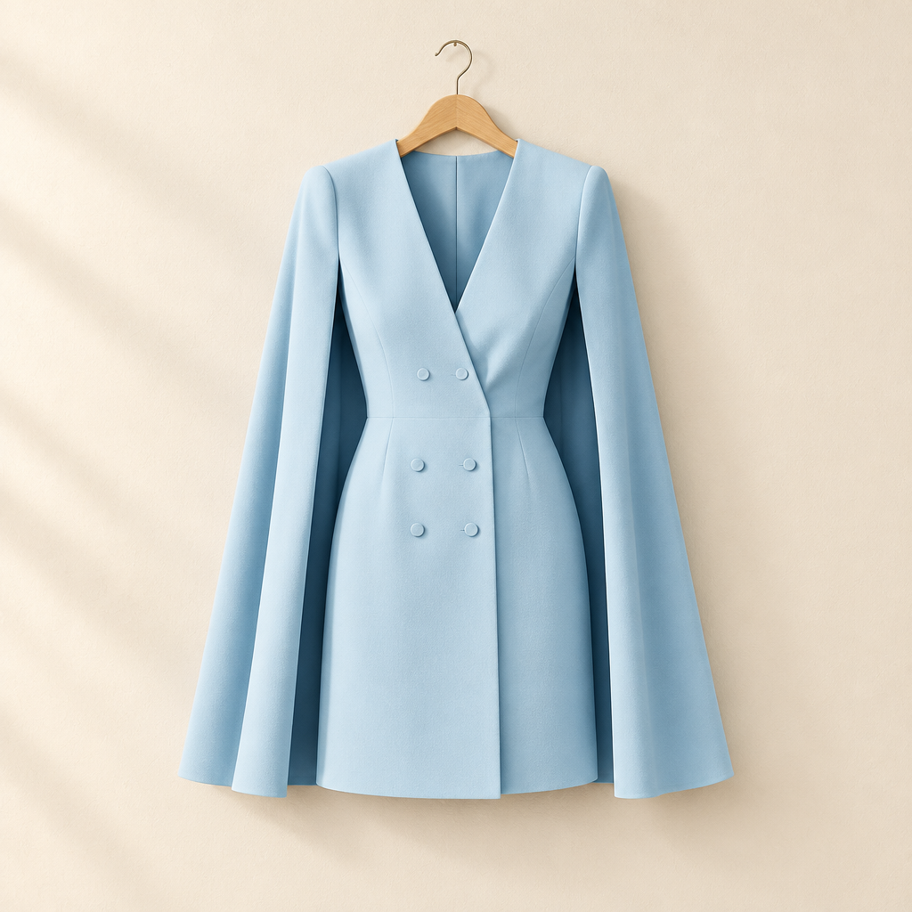 Double-Breasted Cape Blazer Dress