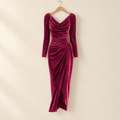 Velvet Long-Sleeve Sheath Dress