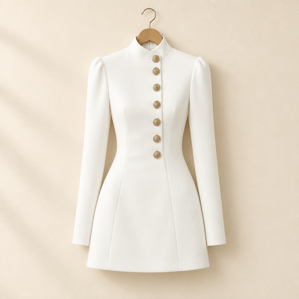 Stand-Collar Blazer Mini Dress