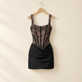 Lace-Panel Pleated Slip Dress
