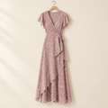 Floral Wrap Ruffle Maxi Dress