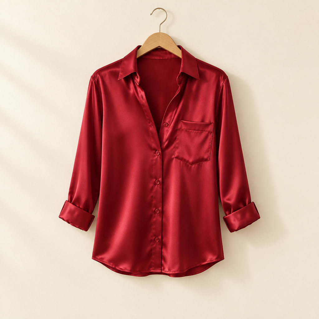 Satin V-Neck Blouse