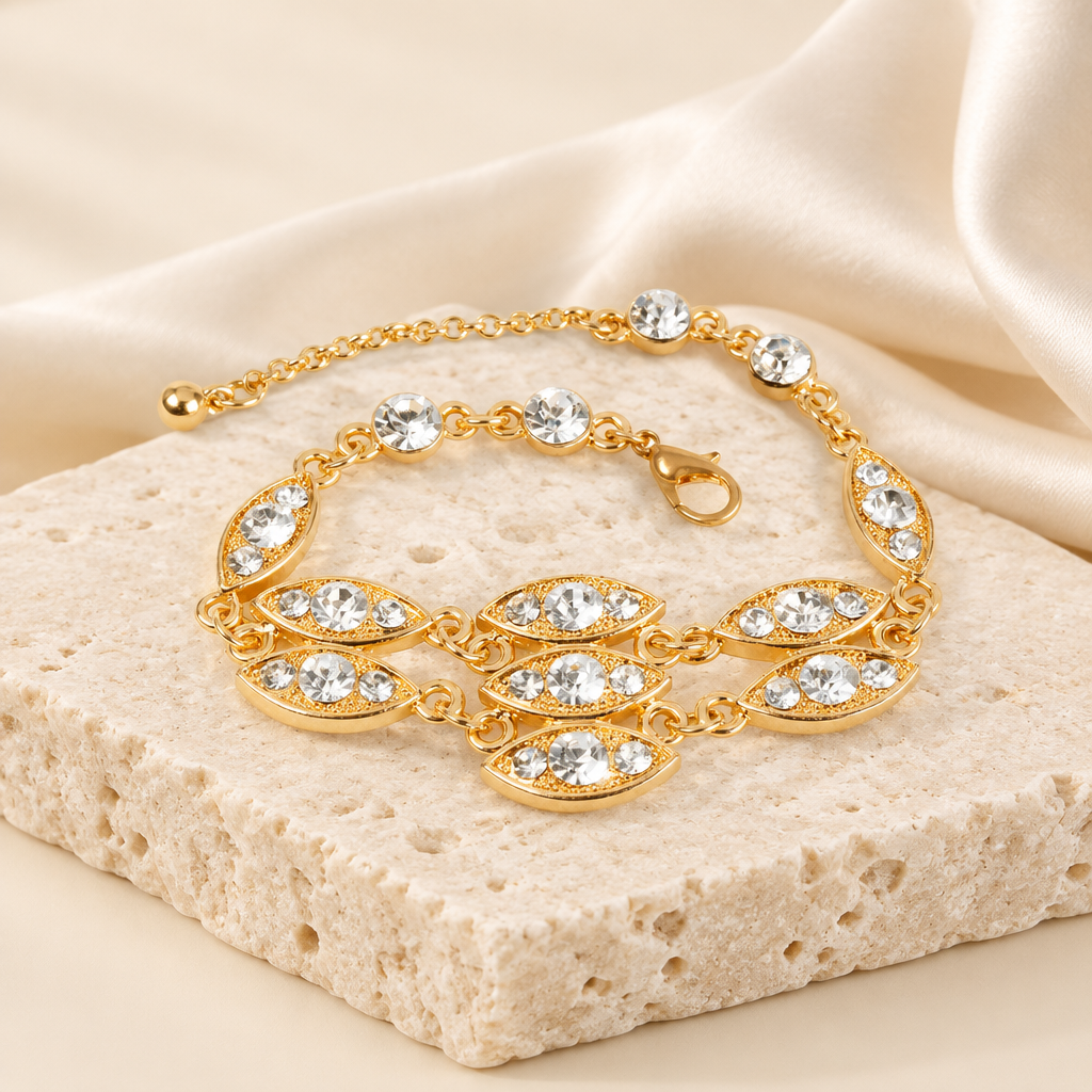 Burnished Gold Rhinestone Bracelet