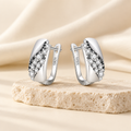 Silver Pavé Huggie Earrings