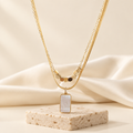 Mother-of-Pearl Tag Pendant Necklace