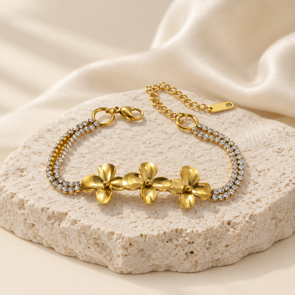 18K Gold-Plated Flower Bracelet