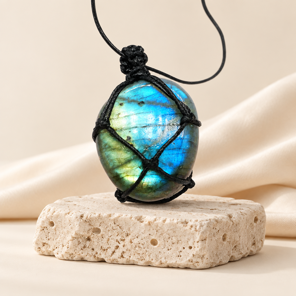 Labradorite Woven Pendant Necklace