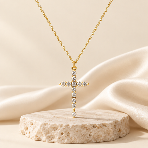 14K Gold-Plated Petite Cross Necklace