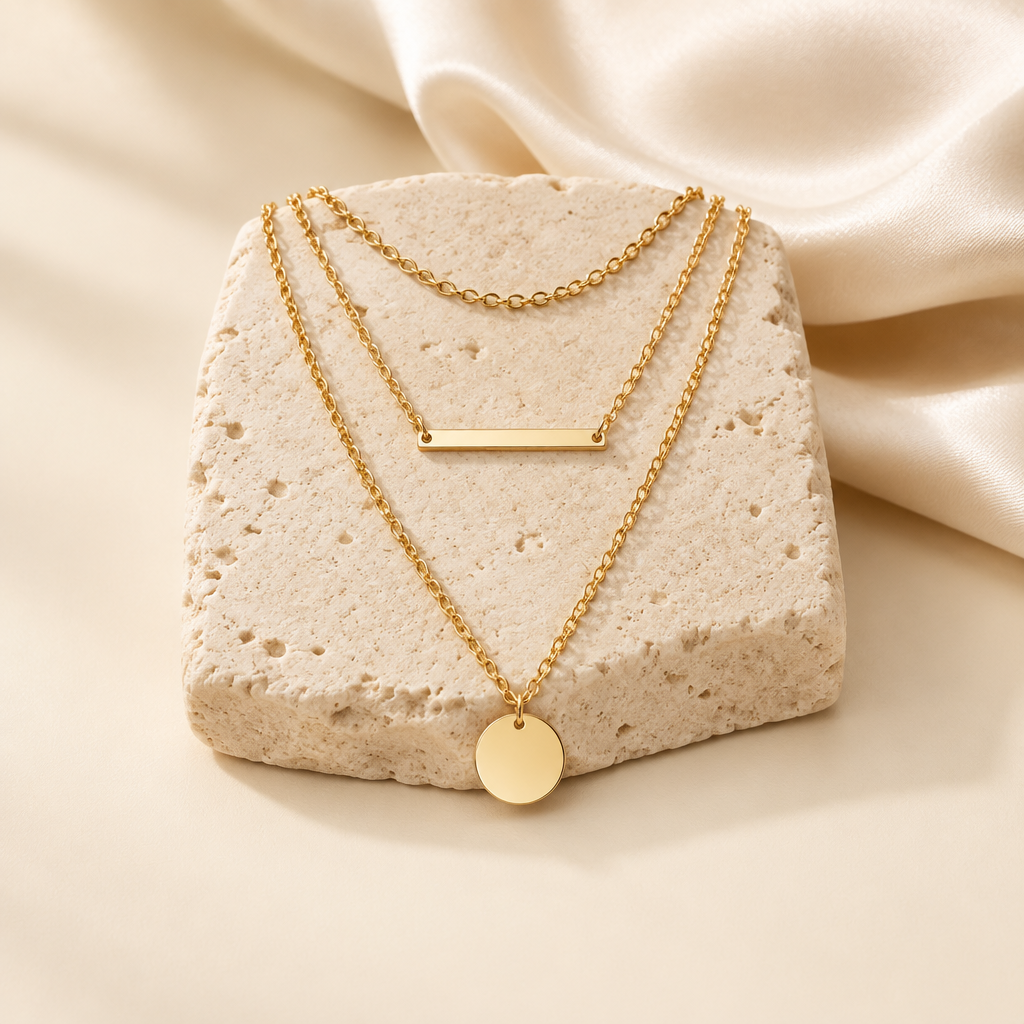 14K Gold-Plated Layered Choker Set (3 Pieces)