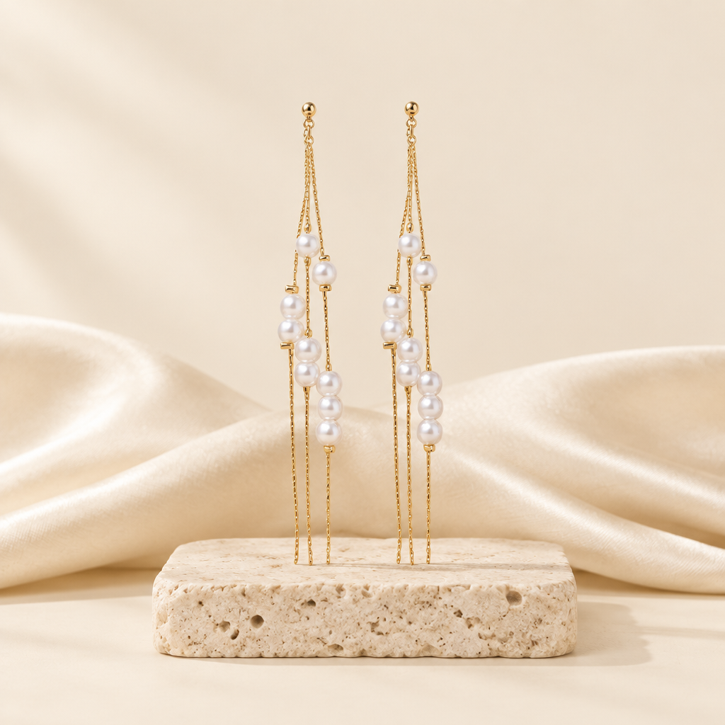Pearl Accent Tassel Earrings