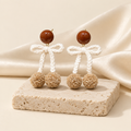 Pearl Bow Drop Earrings