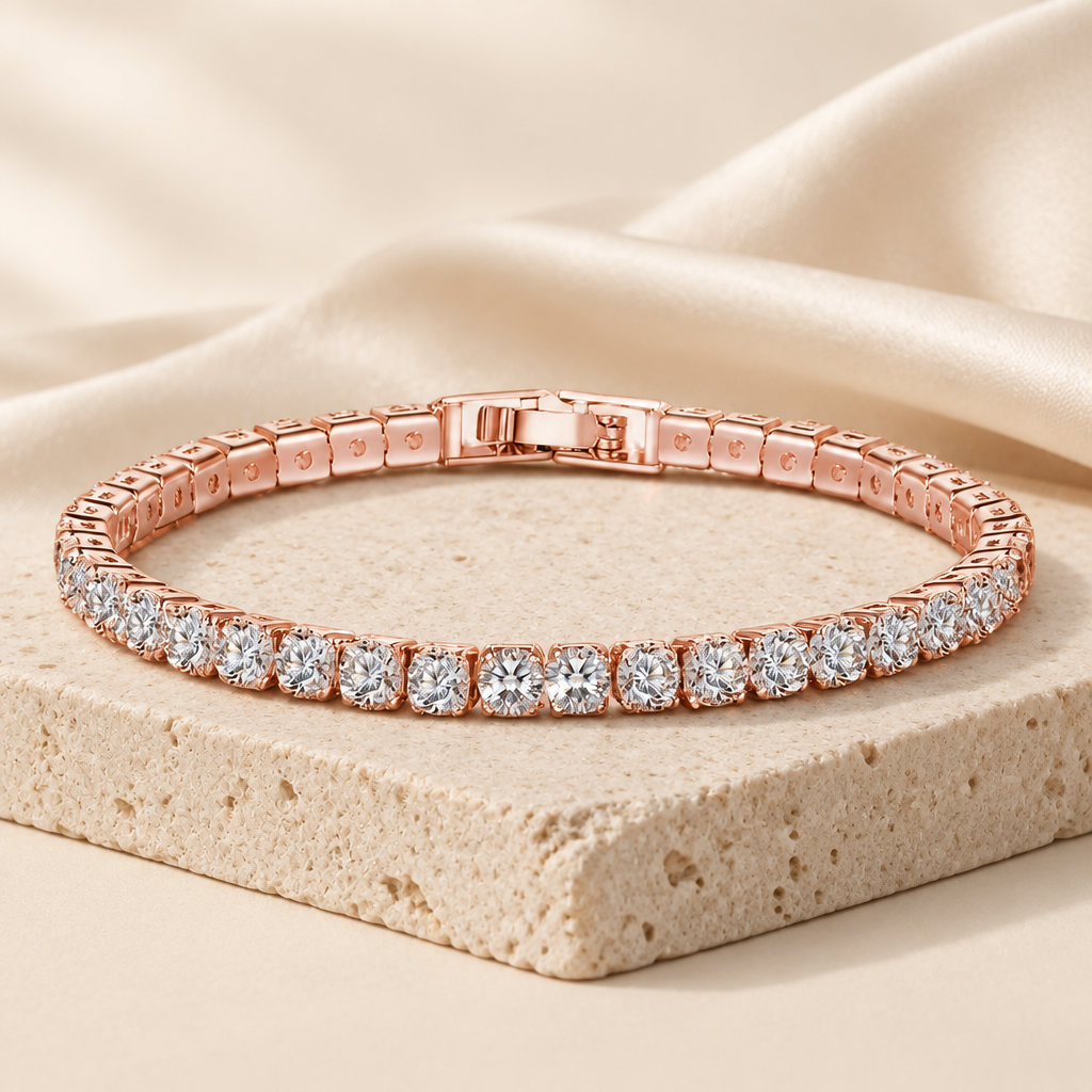 Rose Gold Cubic Zirconia Tennis Bracelet