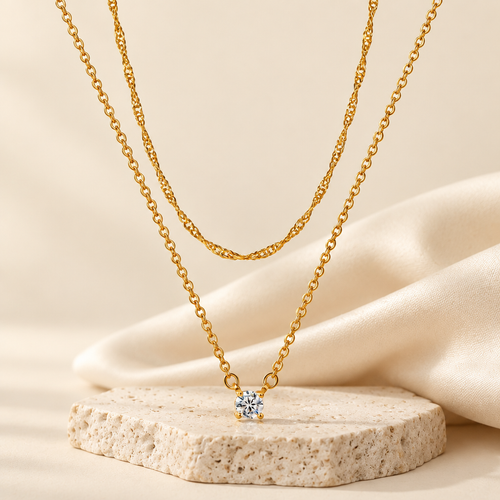 14K Gold-Plated Solitaire Pendant