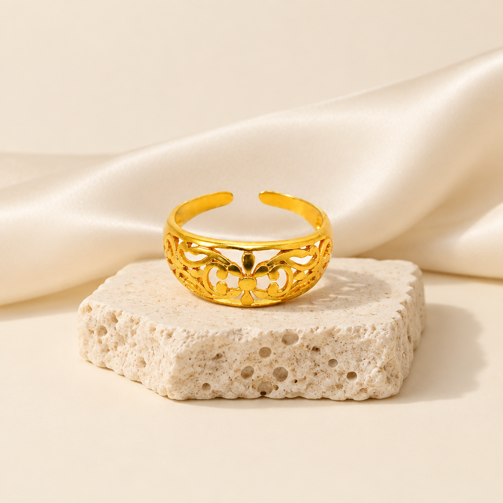 Adjustable Gold Flower Ring