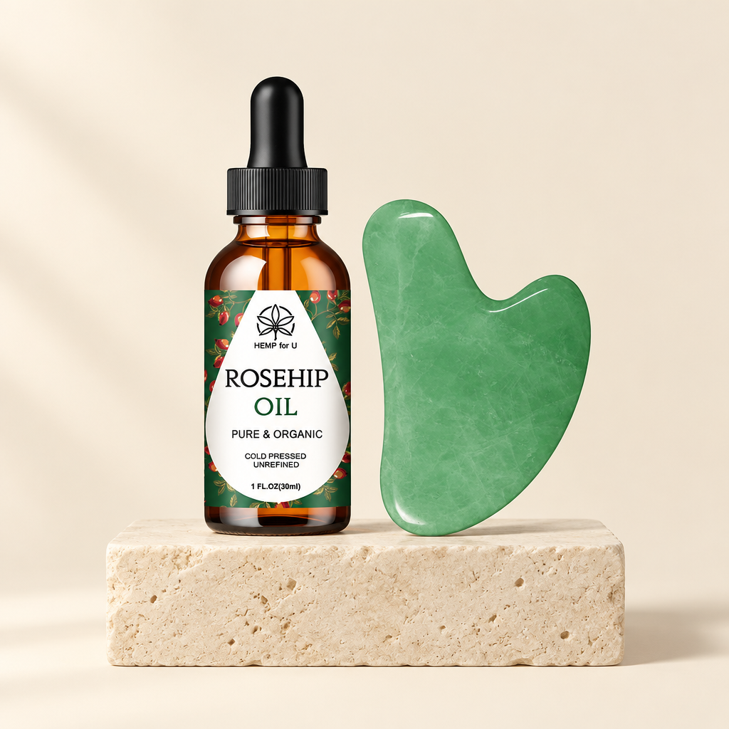Jade Gua Sha & Rosehip Oil Set