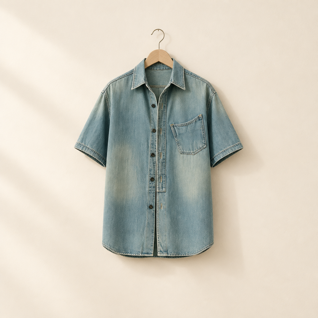 Short-Sleeve Denim Shirt
