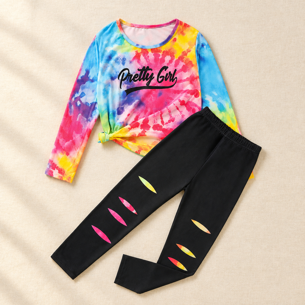 Letter Print Top & Pants Set
