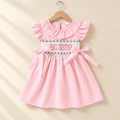 Pink Ruffle-Sleeve Bow Dress