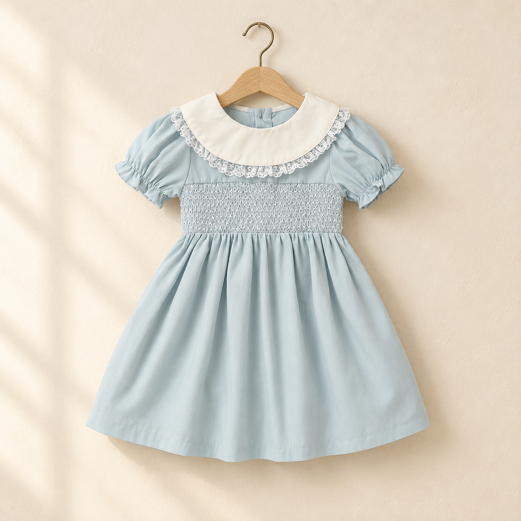 Smocked Puff-Sleeve Party Dress