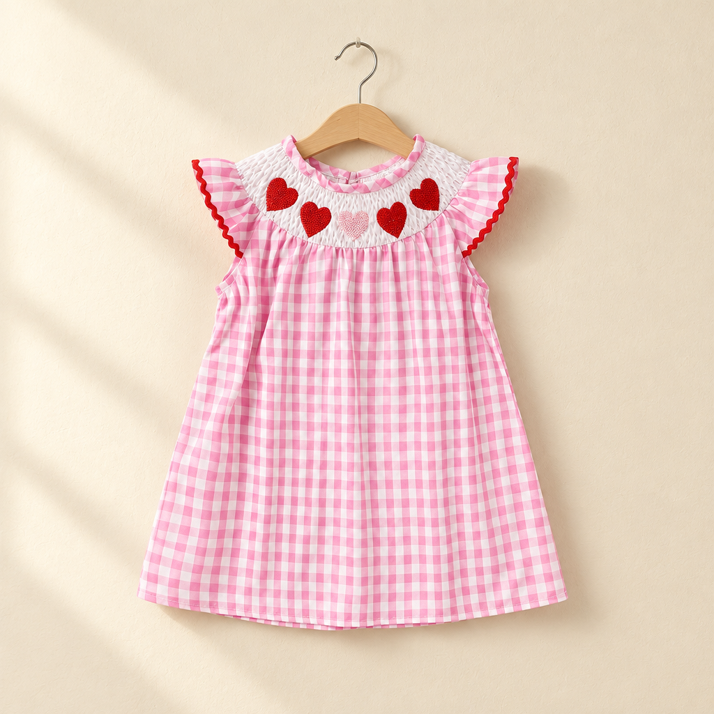 Gingham Heart Ruffle Dress