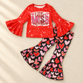 Heart Top & Flare Pants Set