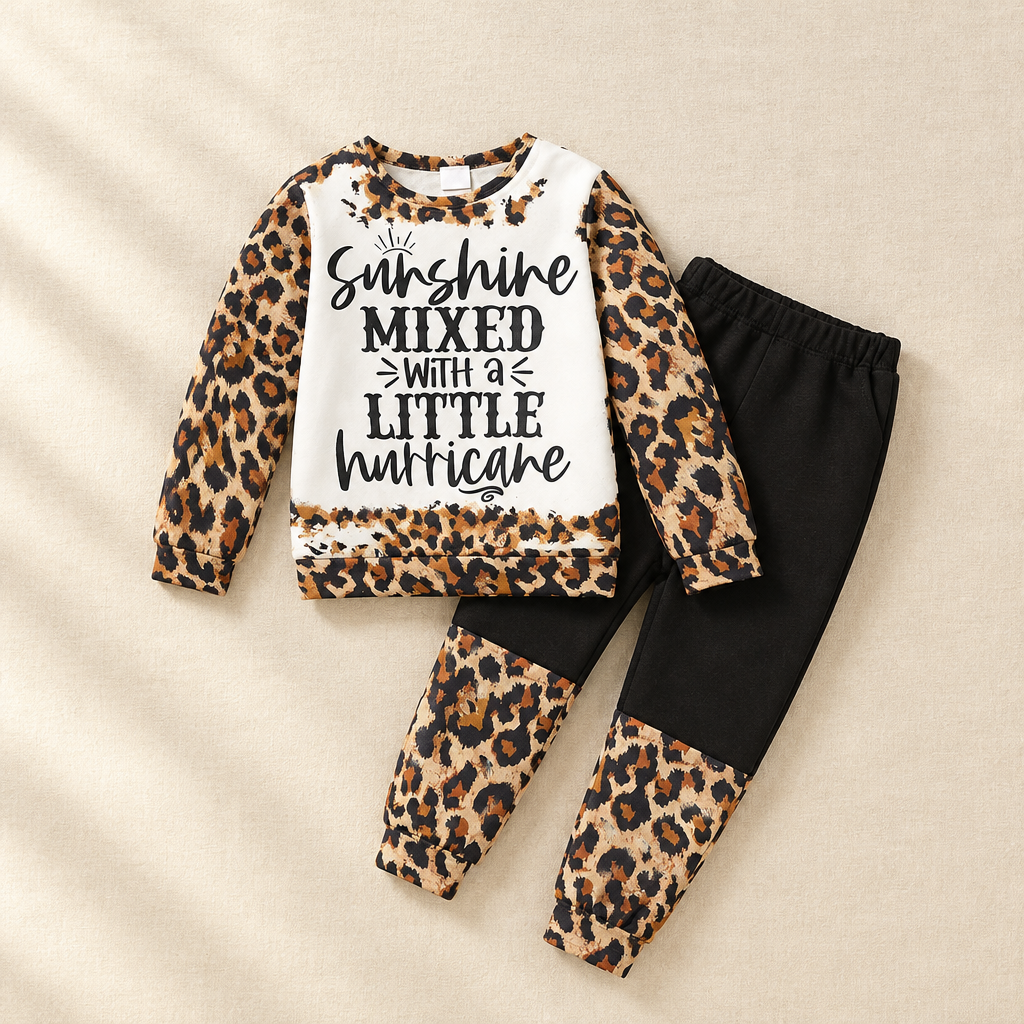 Leopard Sweatshirt & Sweatpants Set