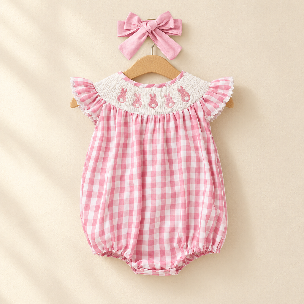 Gingham Bunny Romper & Headband