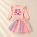 Rainbow Sweatshirt & Tutu Skirt Set