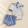 Waffle Romper & Shorts Set