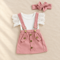 Ribbed Ruffle Romper Set (3 Pieces)