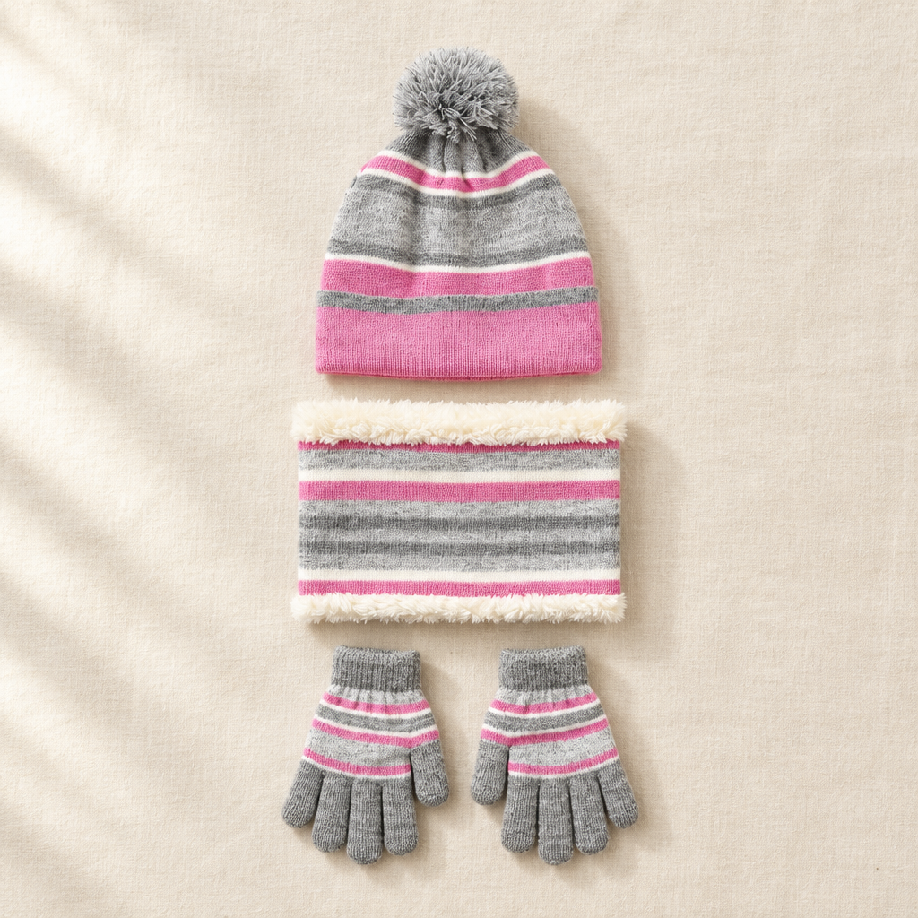 Kids Knit Hat, Scarf & Gloves Set