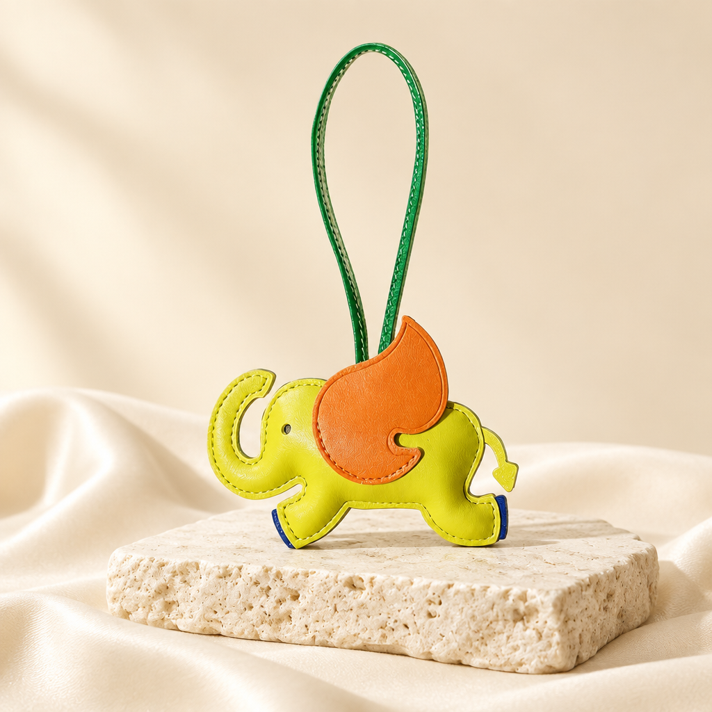 Elephant Leather Bag Charm